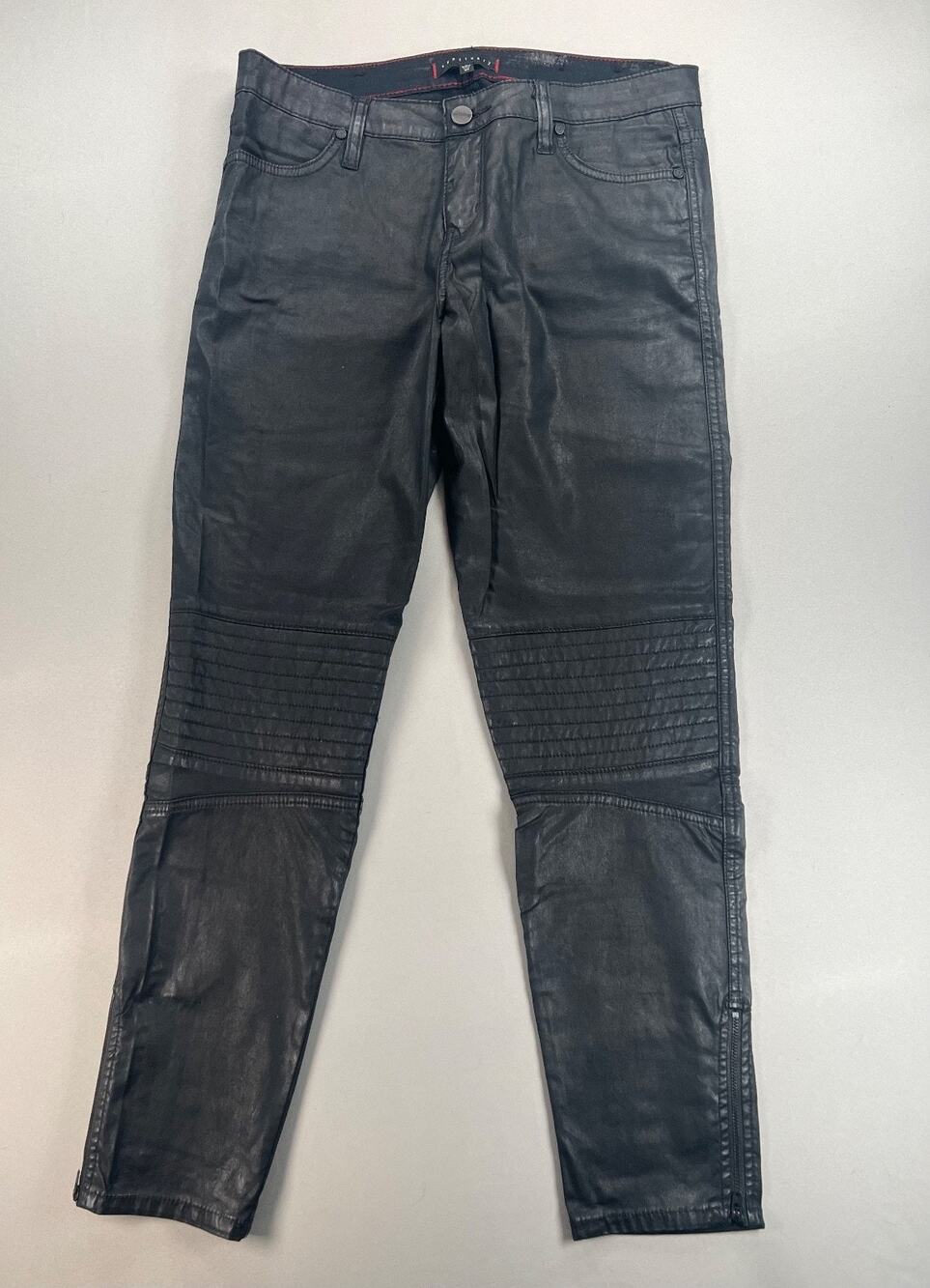 Sanctuary Mid-Rise Black Luxe Moto Skinny Ankle Jeans (Women's 29)